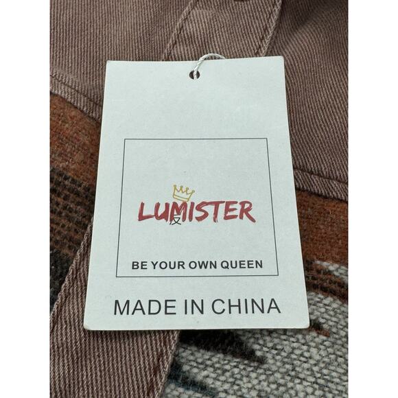 UPCYCLED NWT Lumister Women 2XL Red Denim Aztec Thunderbird Embroidered Shacket - Picture 7 of 16